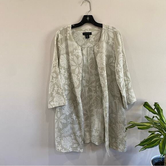 Tahari | Linen Blend Open Front Cardigan - Picture 1 of 9